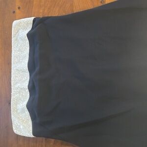 NWT LBV Black Column Crepe Gown with Crystal Mesh Accents Size 12